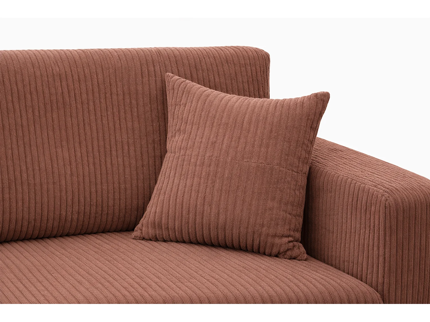 Divano letto angolare reversibile con vano contenitore universale in velluto a coste rame Flora L