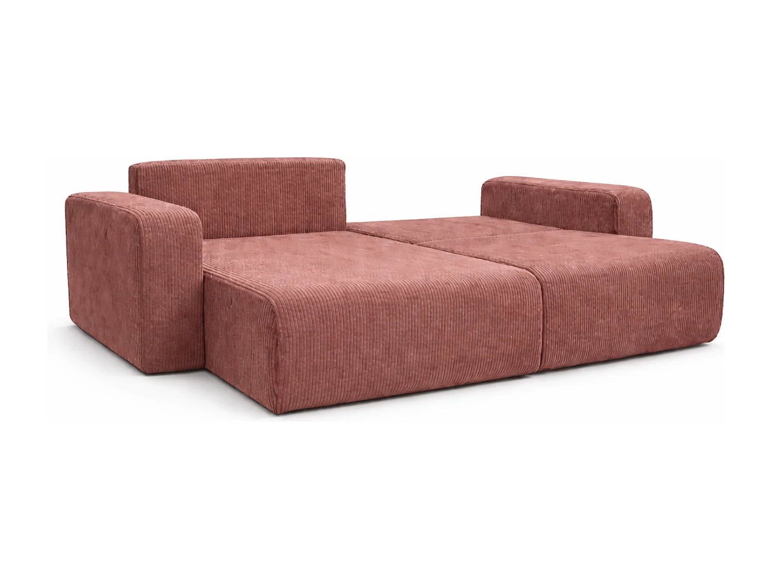 Omkeerbare hoekslaapbank Flora L met slaapfunctie en universele opbergbox in koper ribfluweel Rechtstreeks van de fabrikant, levering en plaatsing gratis!