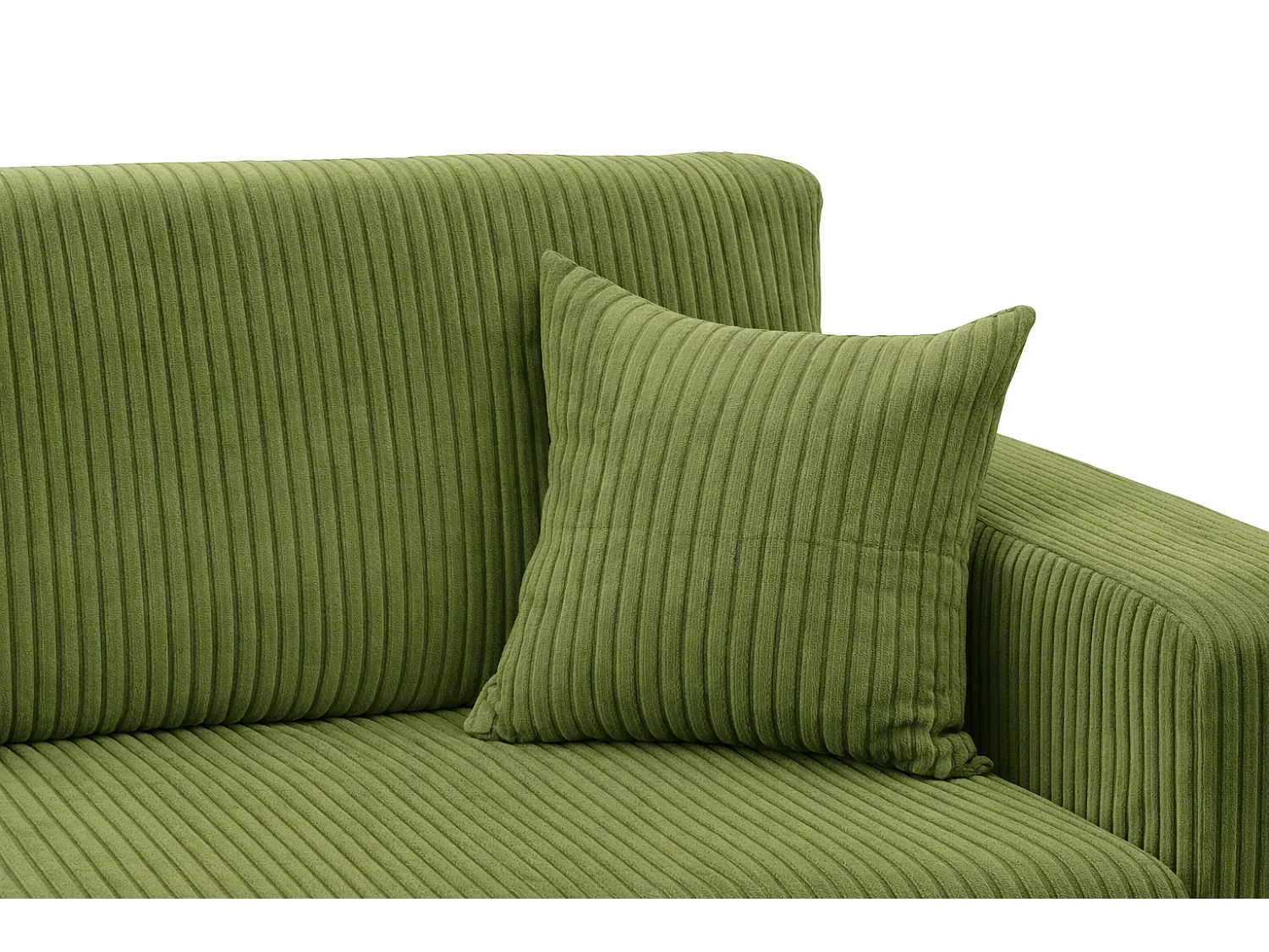 Divano letto angolare reversibile con vano contenitore universale in velluto a coste verde Kimo XL