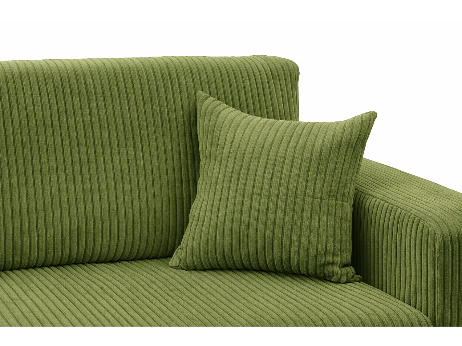 Divano letto angolare reversibile con vano contenitore universale in velluto a coste verde Kimo XL