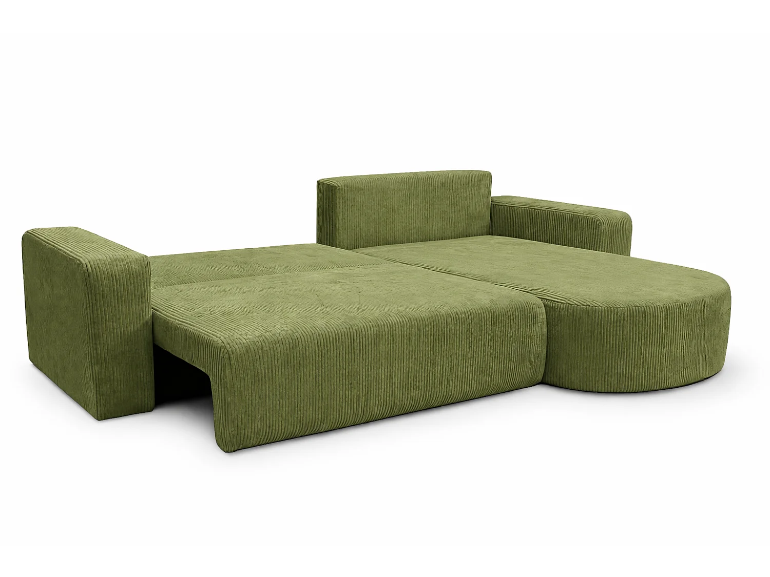 Canapé d'angle convertible express 4 places avec coffre en velours vert