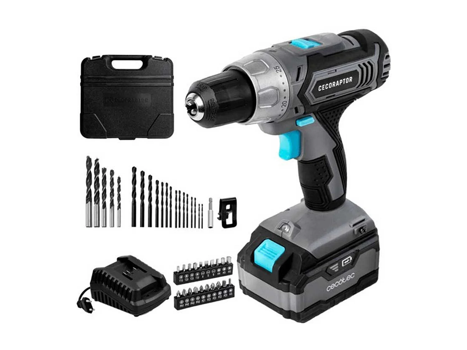 Taladro atornillador Cecotec CecoRaptor Perfect Drill 4020 Advance 20V 4000mAh 1550rpm gris