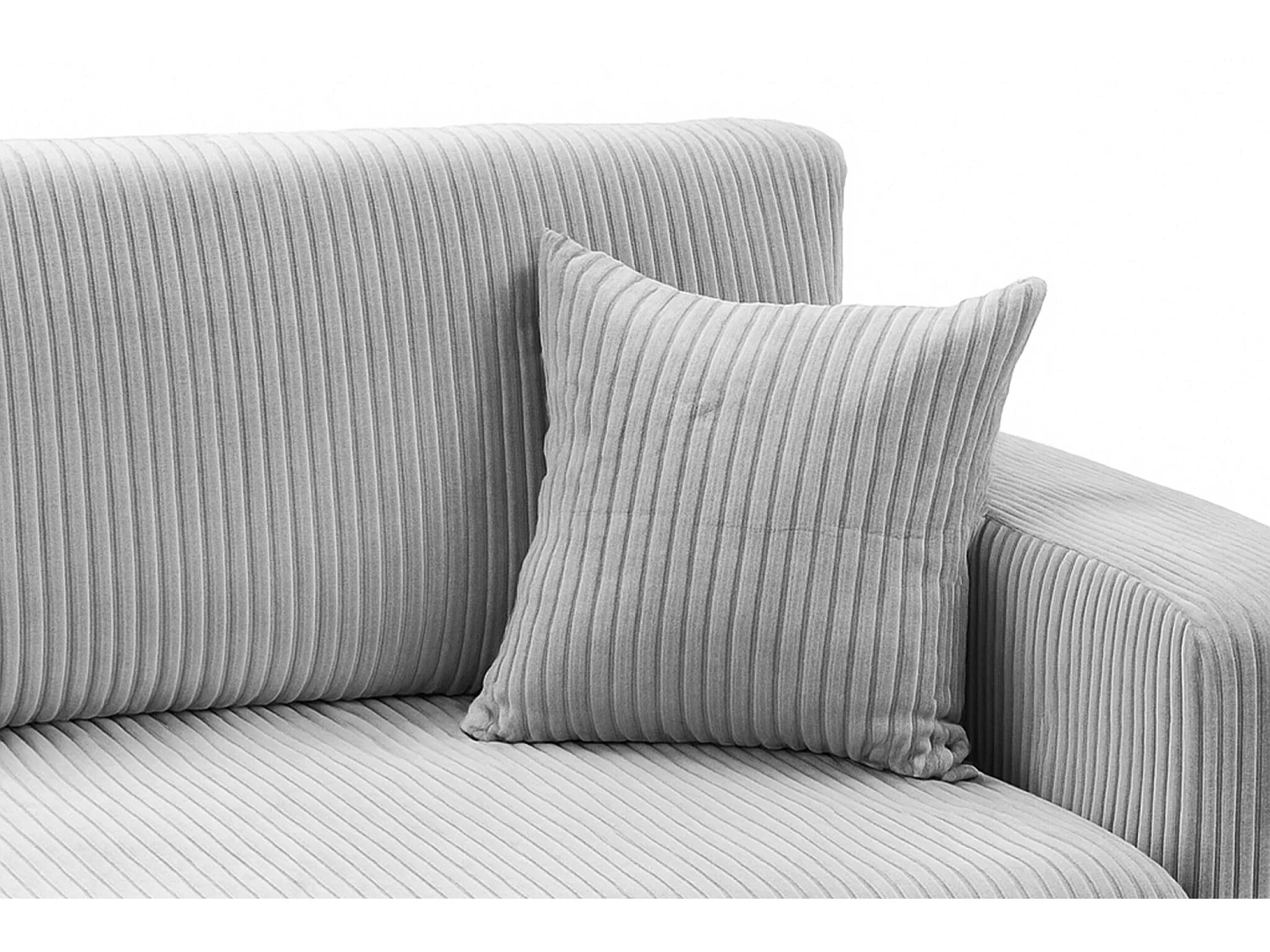 Divano letto angolare reversibile con vano contenitore universale in velluto a coste grigio chiaro Kimo XL