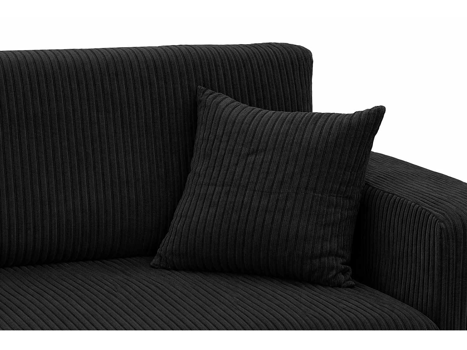 Canapé d'Angle réversible convertible avec fonction de couchage coffre universel en velours côtelé noir Kimo XL