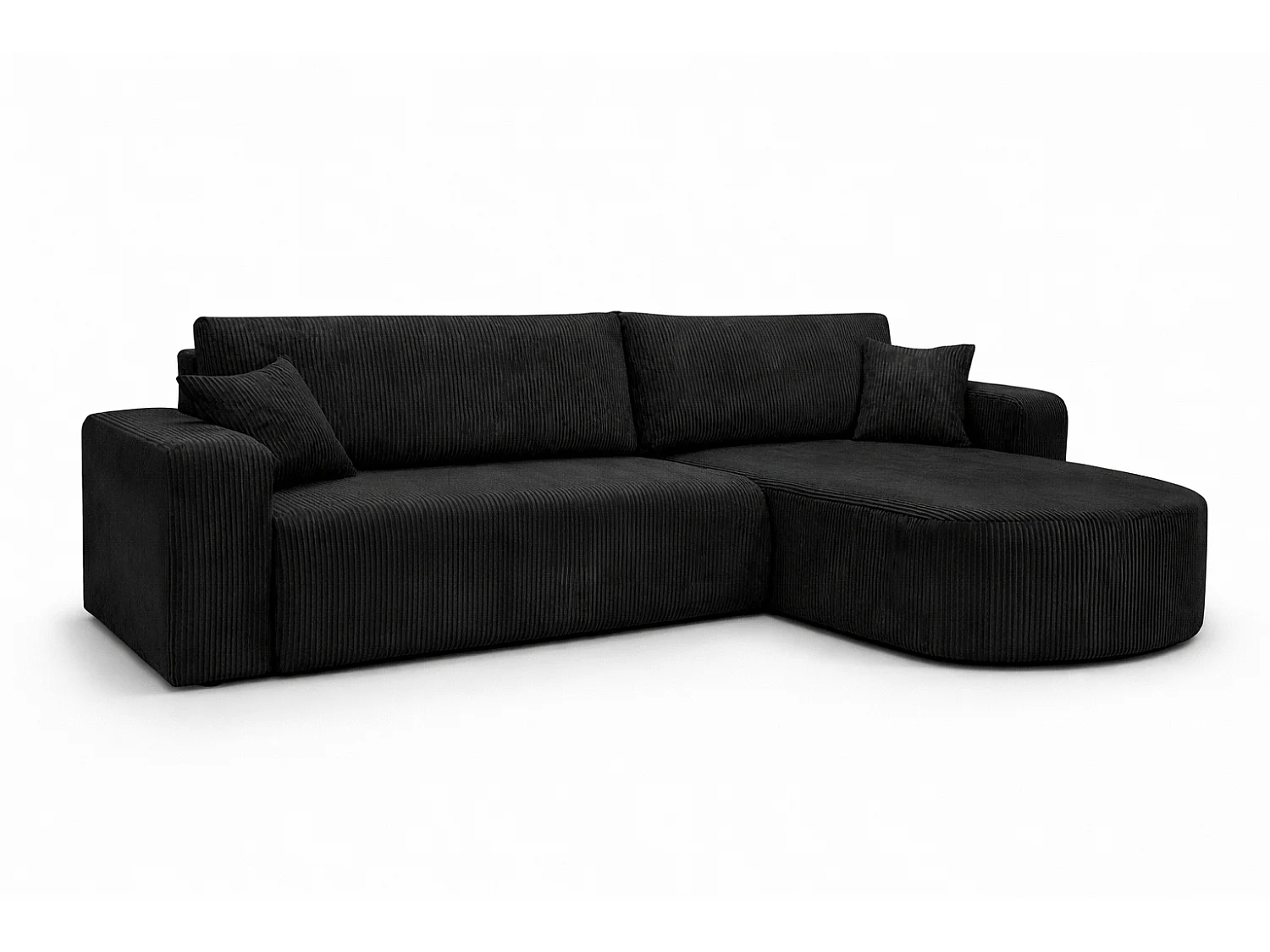 Canapé d'angle convertible express 4 places avec coffre en velours noir