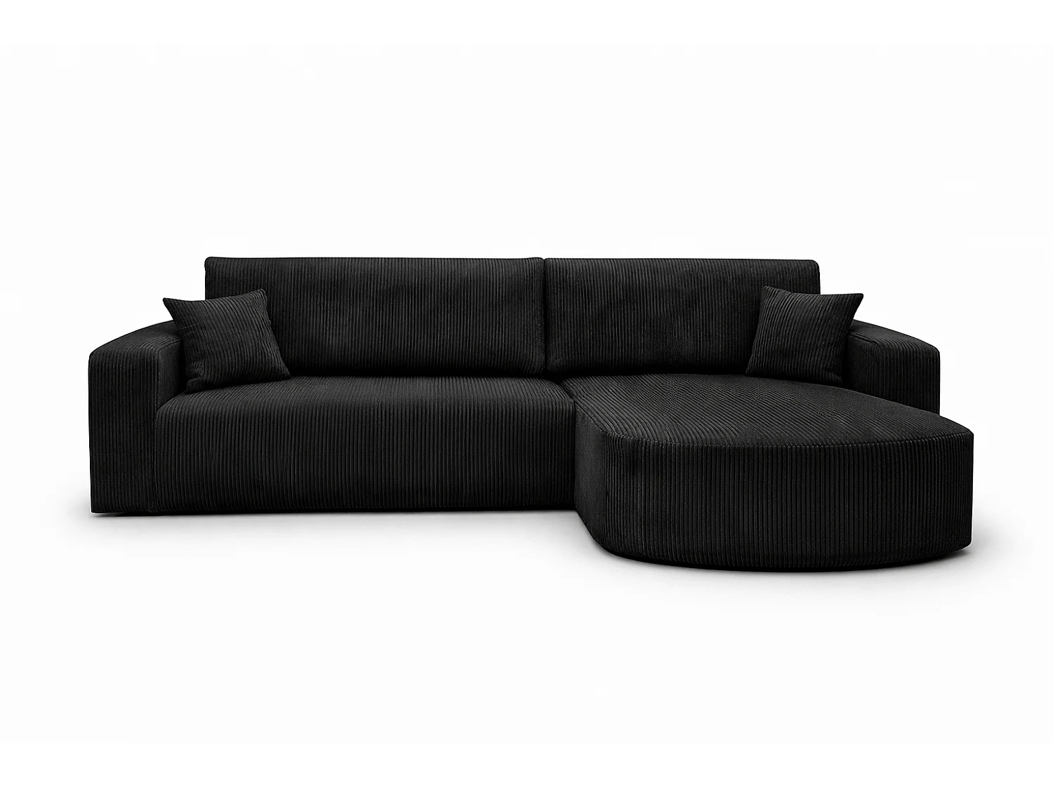 Canapé d'angle convertible express 4 places avec coffre en velours noir