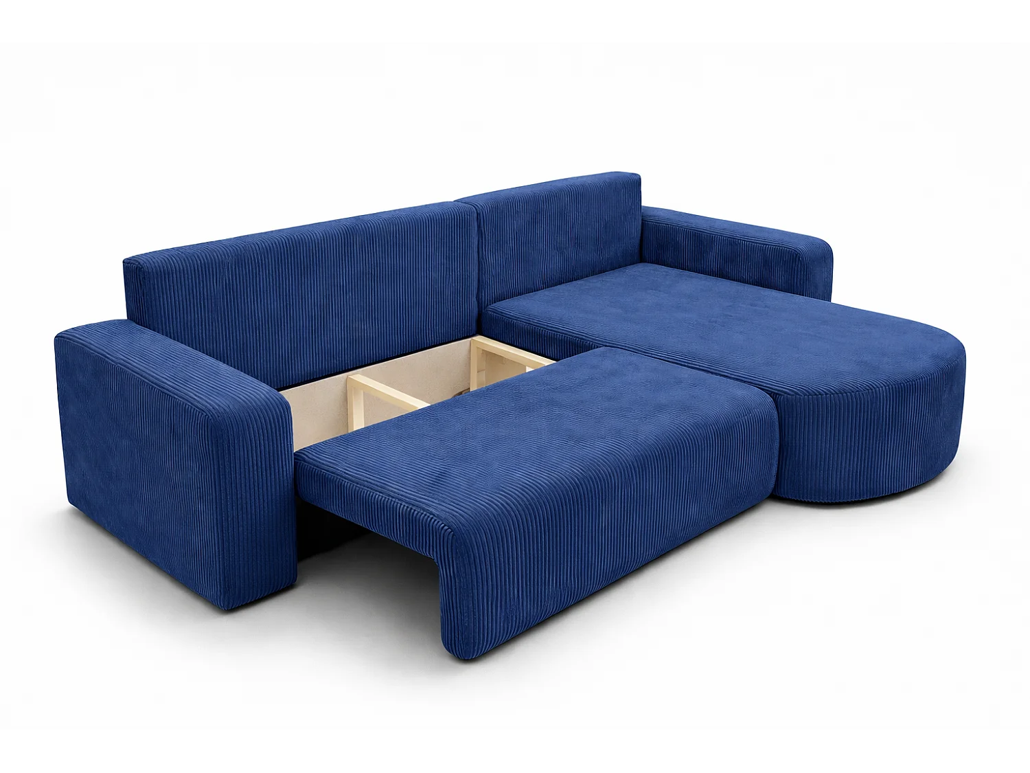 Canapé d'Angle réversible convertible avec fonction de couchage coffre universel en velours côtelé gris Kimo XL