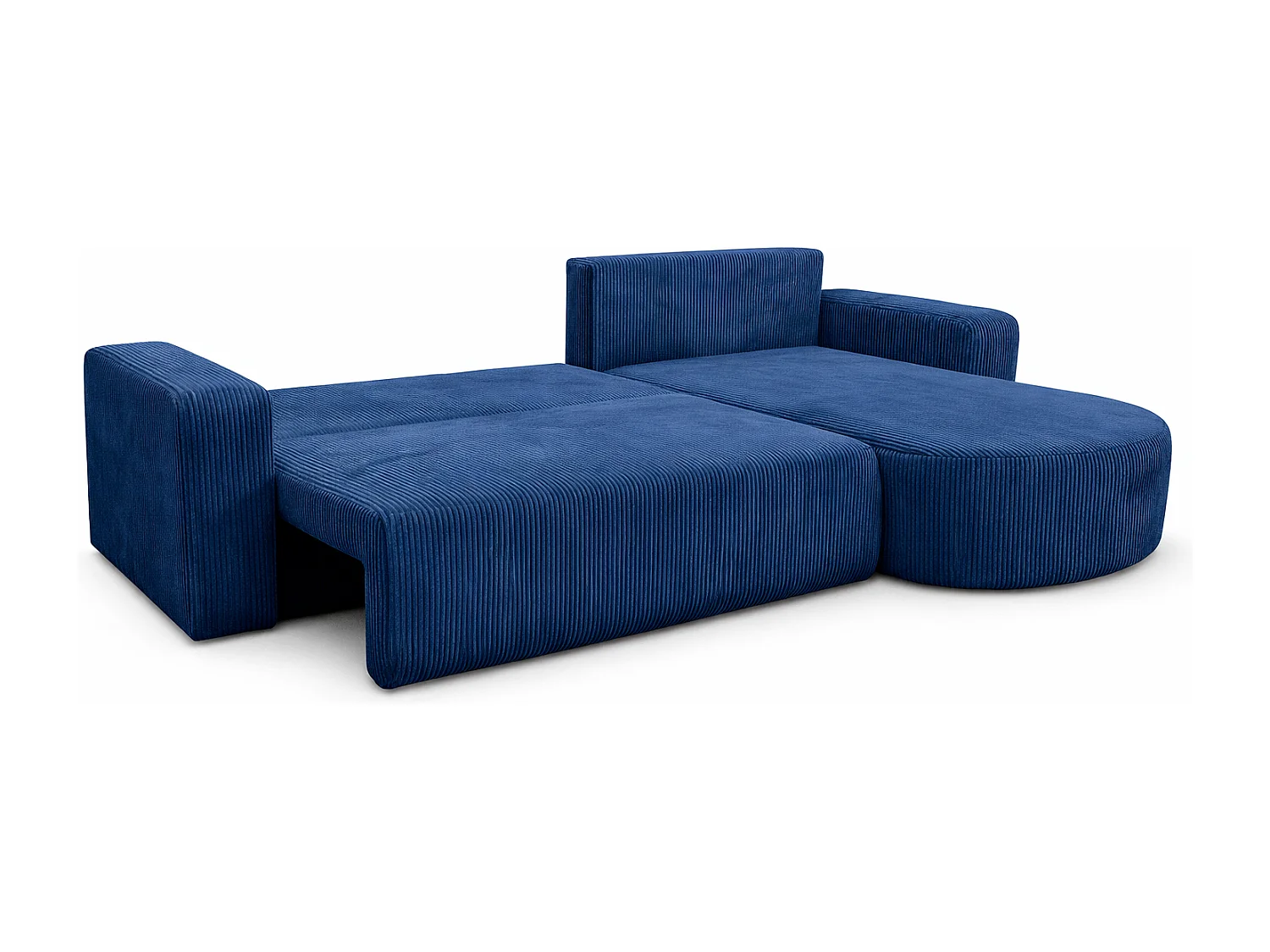 Divano letto angolare reversibile con vano contenitore universale in velluto a coste grigio Kimo XL