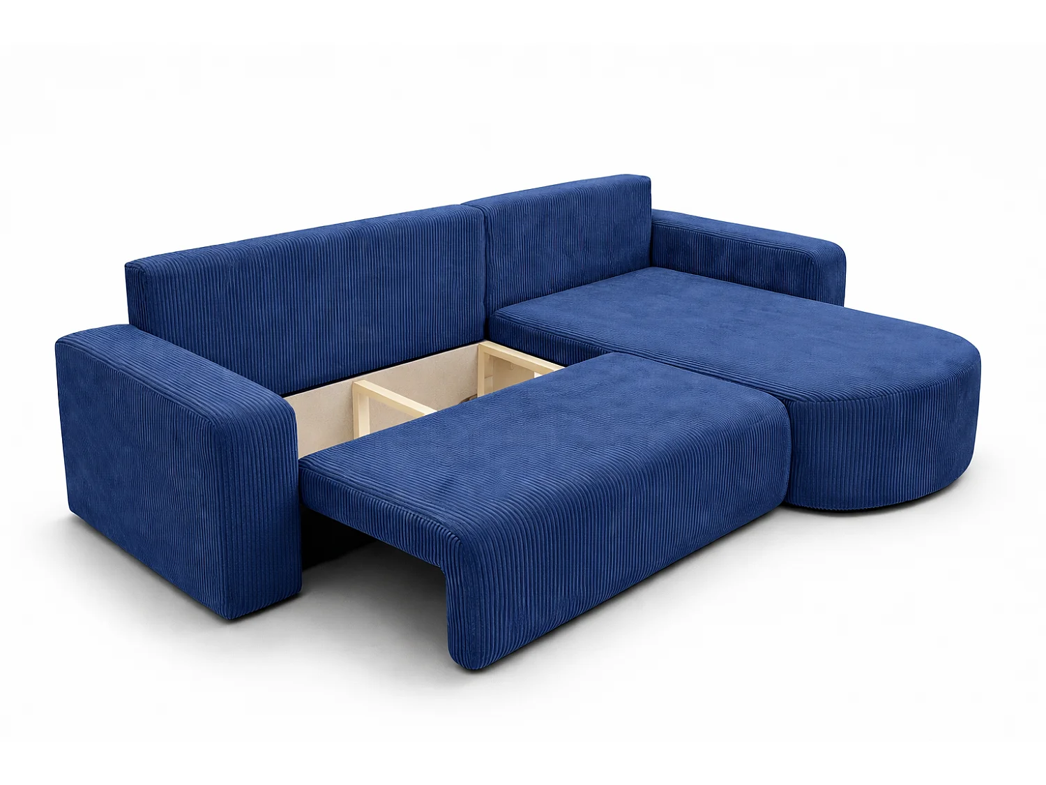 Divano letto angolare reversibile con vano contenitore universale in velluto a coste grigio Kimo XL