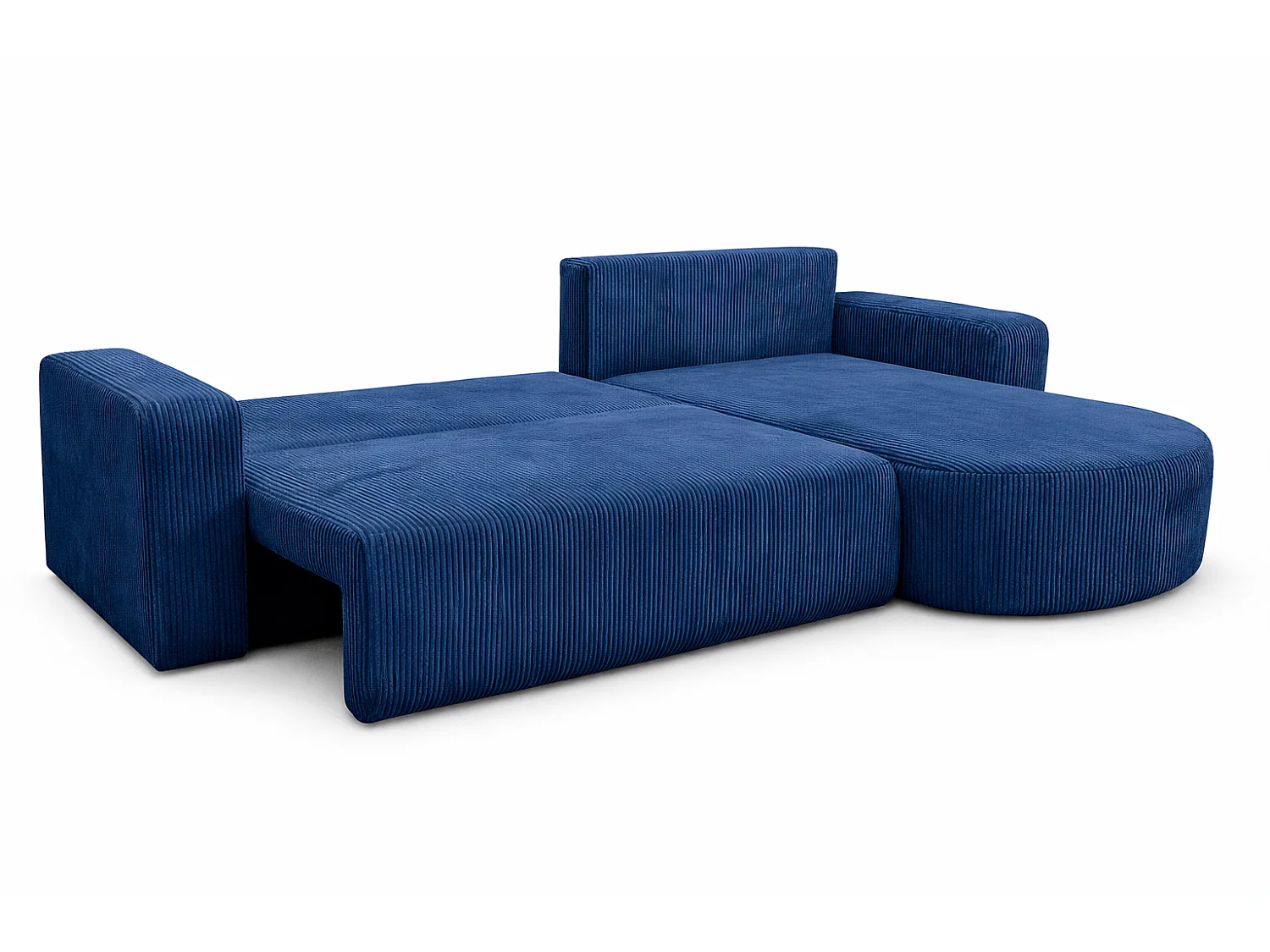 Divano letto angolare reversibile con vano contenitore universale in velluto a coste grigio Kimo XL