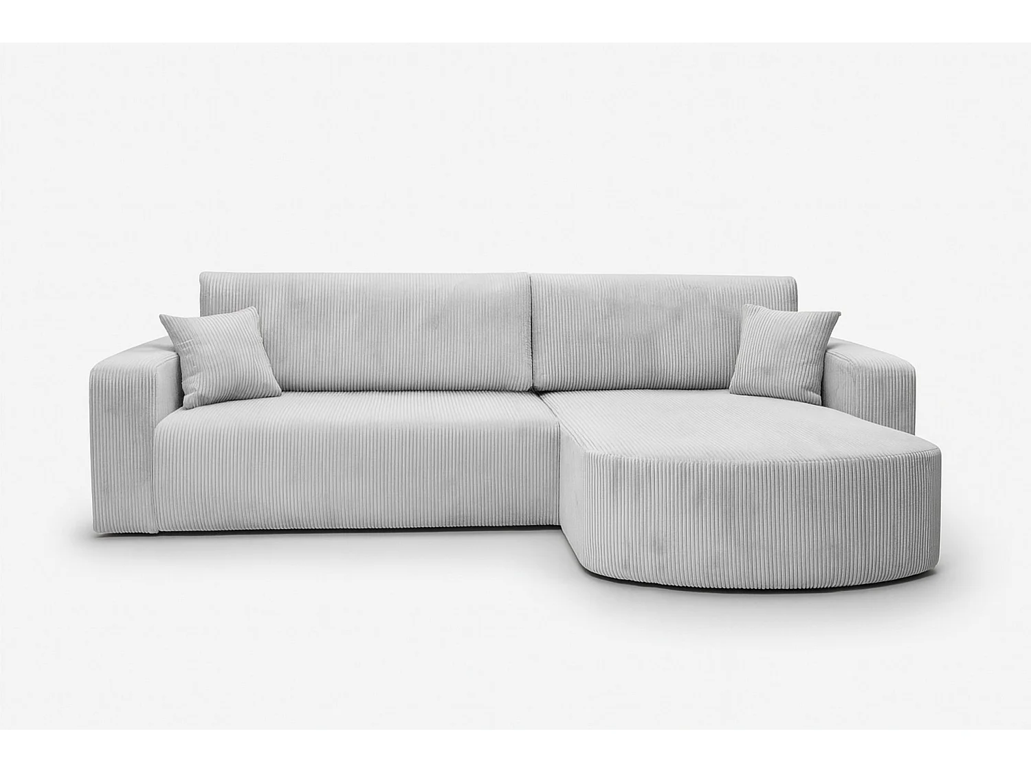 Divano letto angolare reversibile con vano contenitore universale in velluto a coste bianco Kimo XL