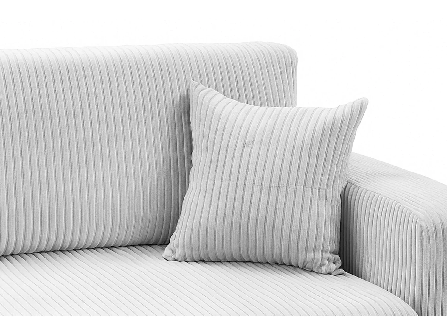 Divano letto angolare reversibile con vano contenitore universale in velluto a coste bianco Kimo XL