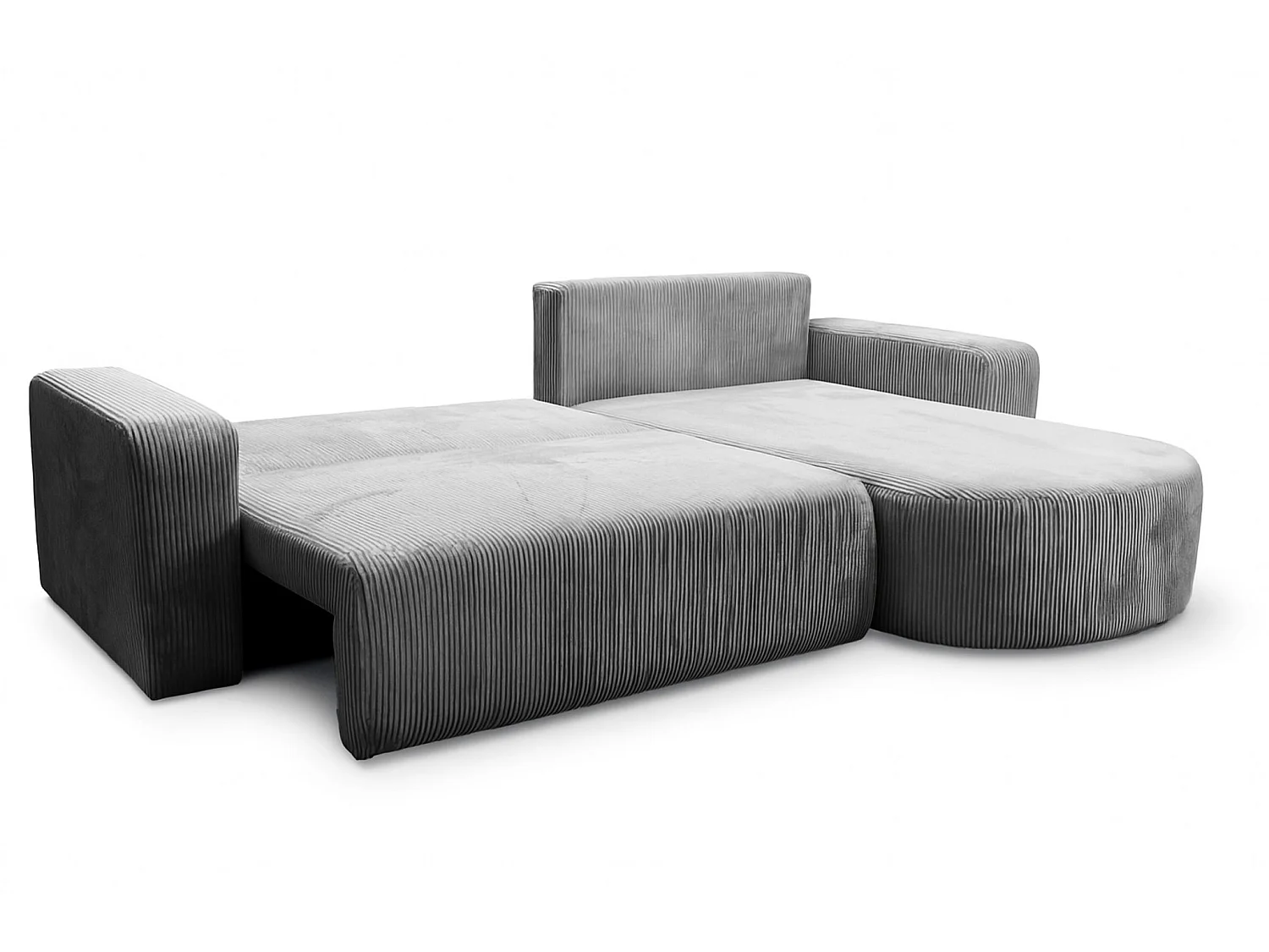 Canapé d'angle convertible express 4 places avec coffre en velours gris