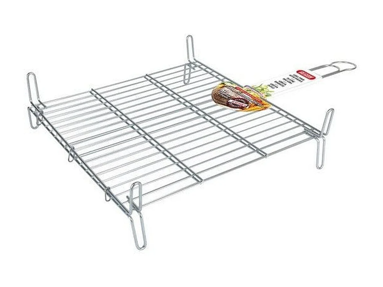 Parrilla Bbq Algon Doble Acero -  Medida 25 x 30 cm