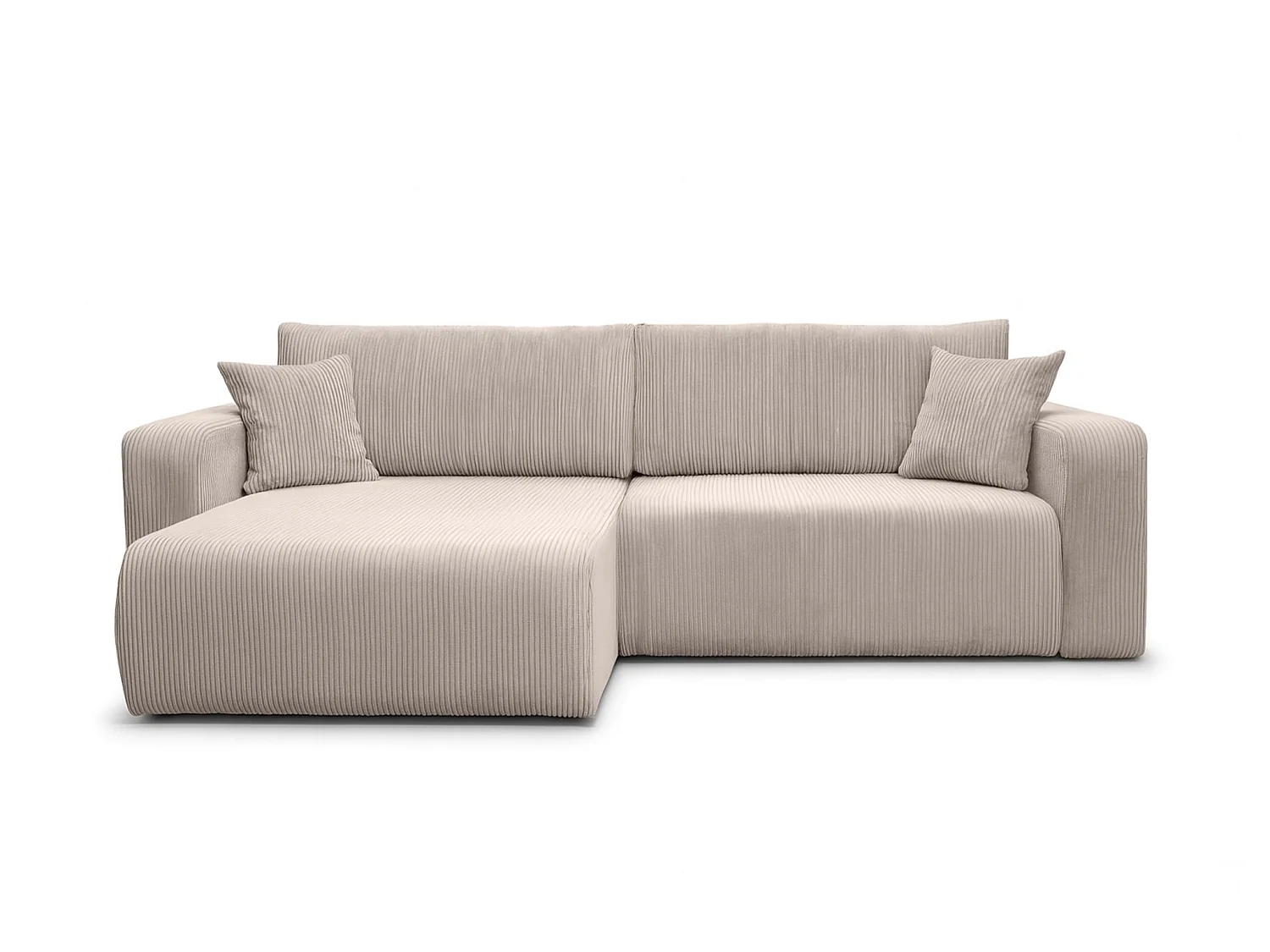 Canapé d'angle convertible 3 places avec coffre en velours beige