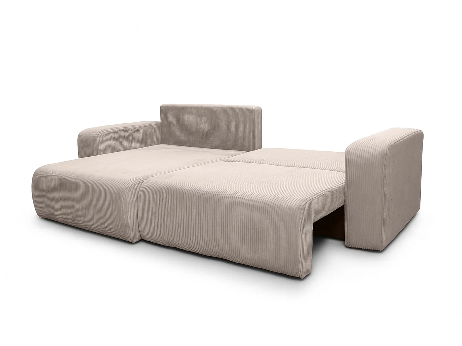 Canapé d'angle convertible 3 places avec coffre en velours beige