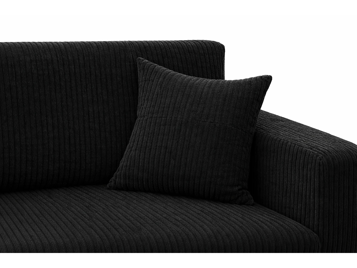 Divano letto angolare reversibile con vano contenitore universale in velluto a coste nero Flora L