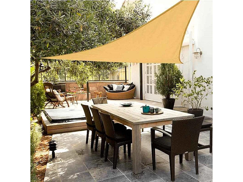 Toldo vela de sombreo Aktive Garden poliéster crema 5x5x5 m