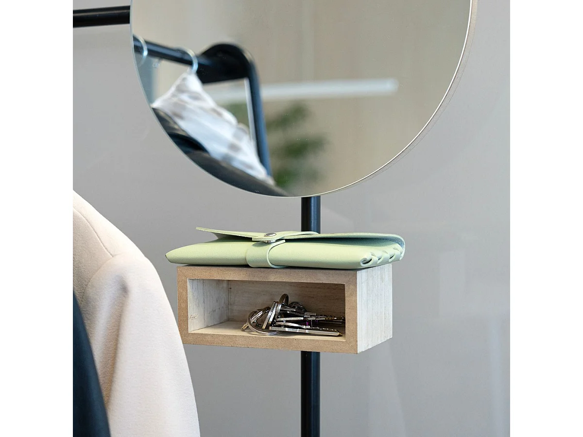 Perchero MOA Vinthera con espejo negro/natural 180x76x40 cm