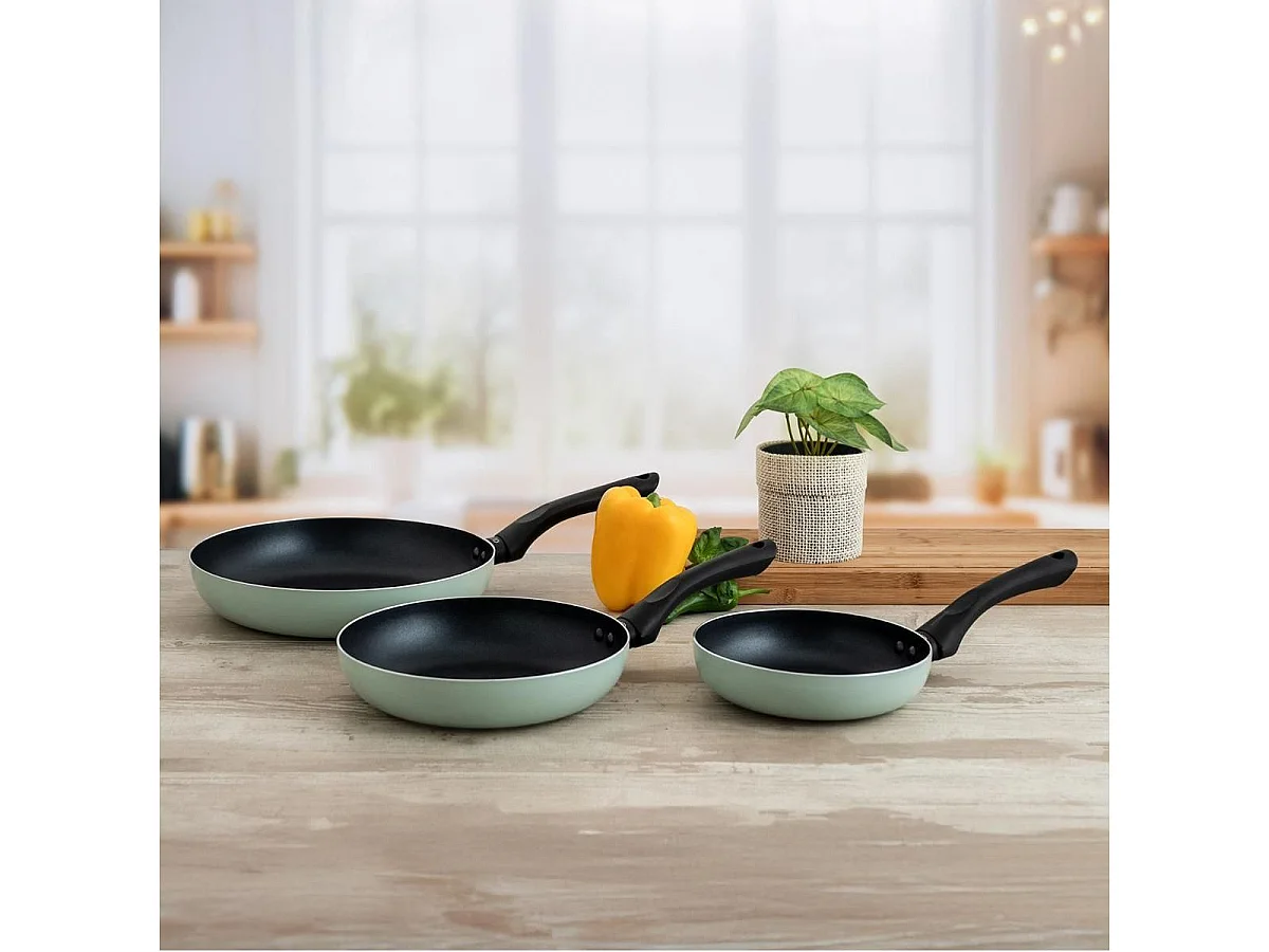 Set de 3 sartenes Tropic Quid aluminio estampado verde