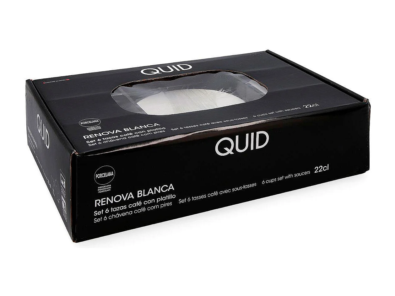 Pack de 6 tazas de café Renova Blanca Quid con plato blanco