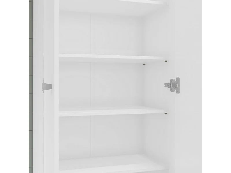 Armoire Multifonctions Blanche 2 portes 5 Niches L 63 H 180 P 35 cm