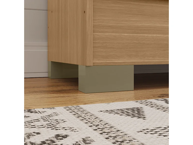 Armoire Multifonctions Chêne et Blanc Ecru 2 portes 5 Niches L 63 H 180 P 35 cm