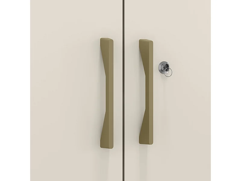 Armoire Multifonctions Chêne et Blanc Ecru 2 portes 5 Niches L 63 H 180 P 35 cm