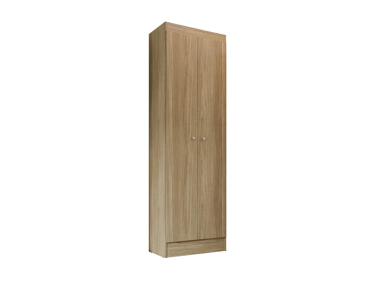 Armoire Multifonctions Imitation Chêne 2 portes 5 Niches L 63 H 180 P 35 cm