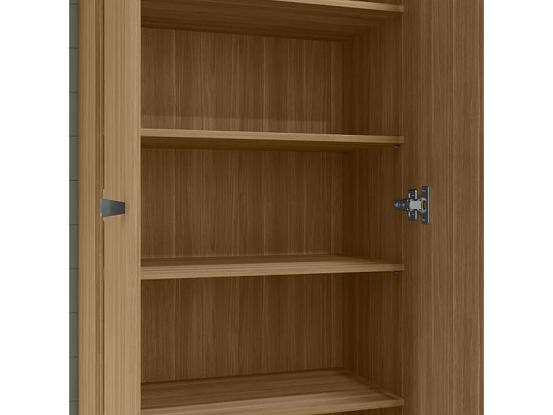 Armoire Multifonctions Imitation Chêne 2 portes 5 Niches L 63 H 180 P 35 cm