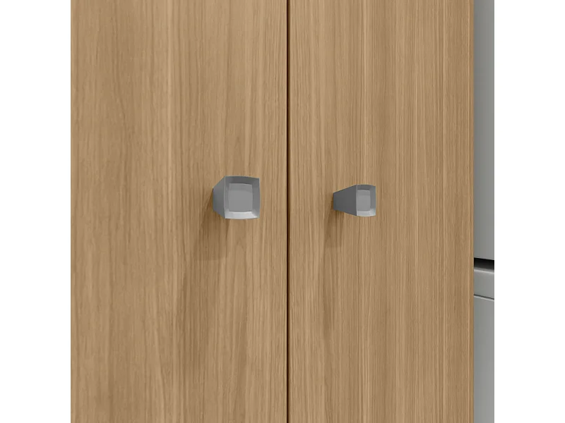 Armoire Multifonctions Imitation Chêne 2 portes 5 Niches L 63 H 180 P 35 cm