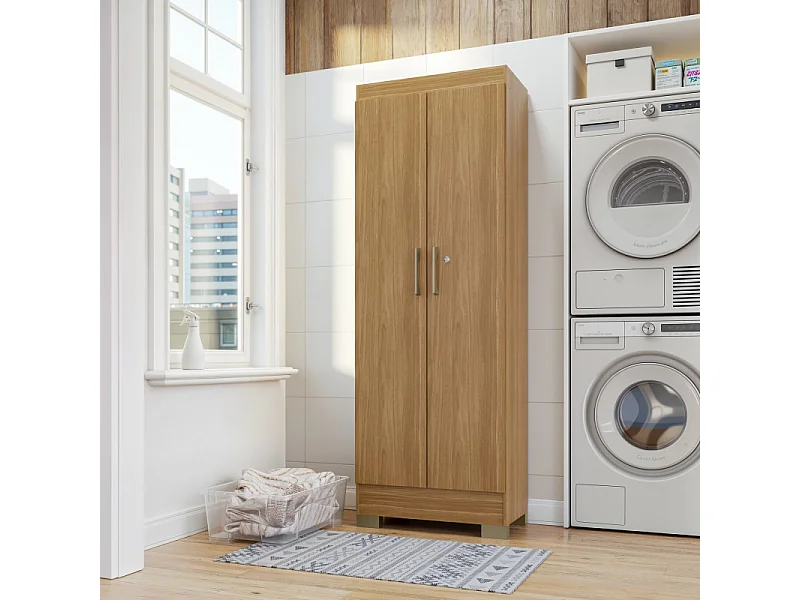 Armoire Multifonctions Chêne 2 portes 5 Niches L 63 H 180 P 35 cm