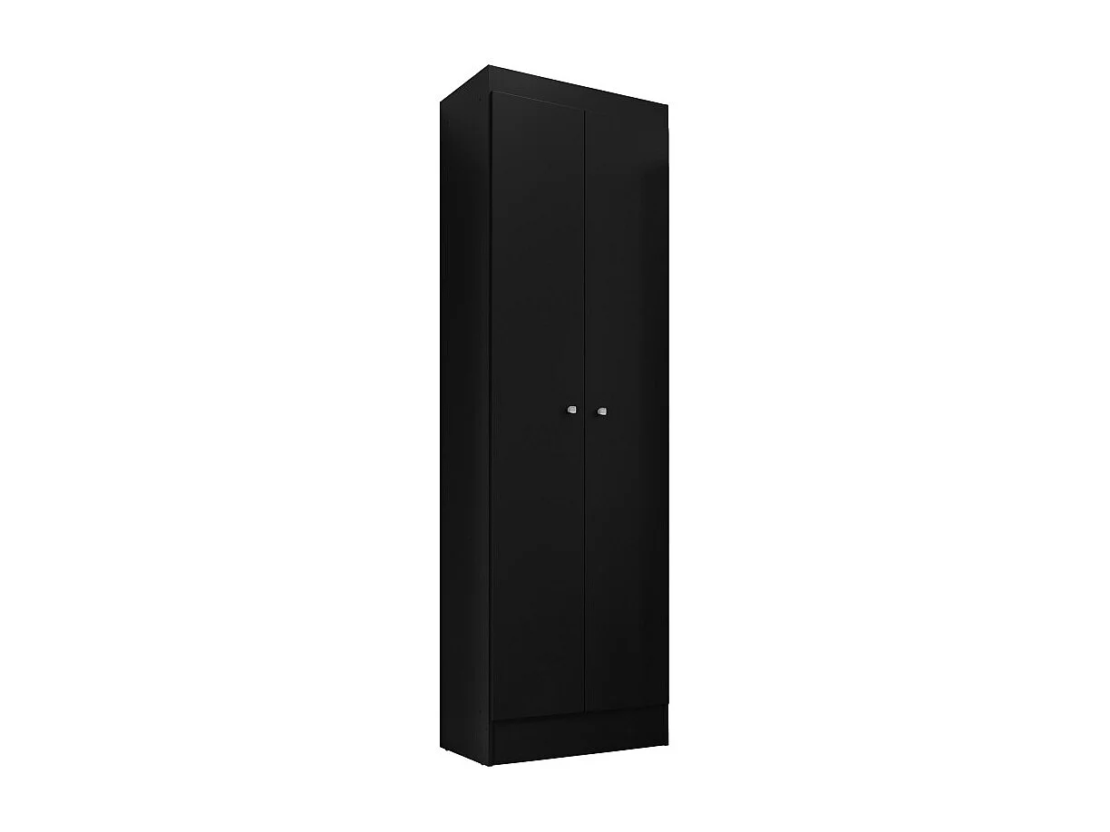 Armoire Multifonctions Noire 2 portes 5 Niches L 63 H 180 P 35 cm