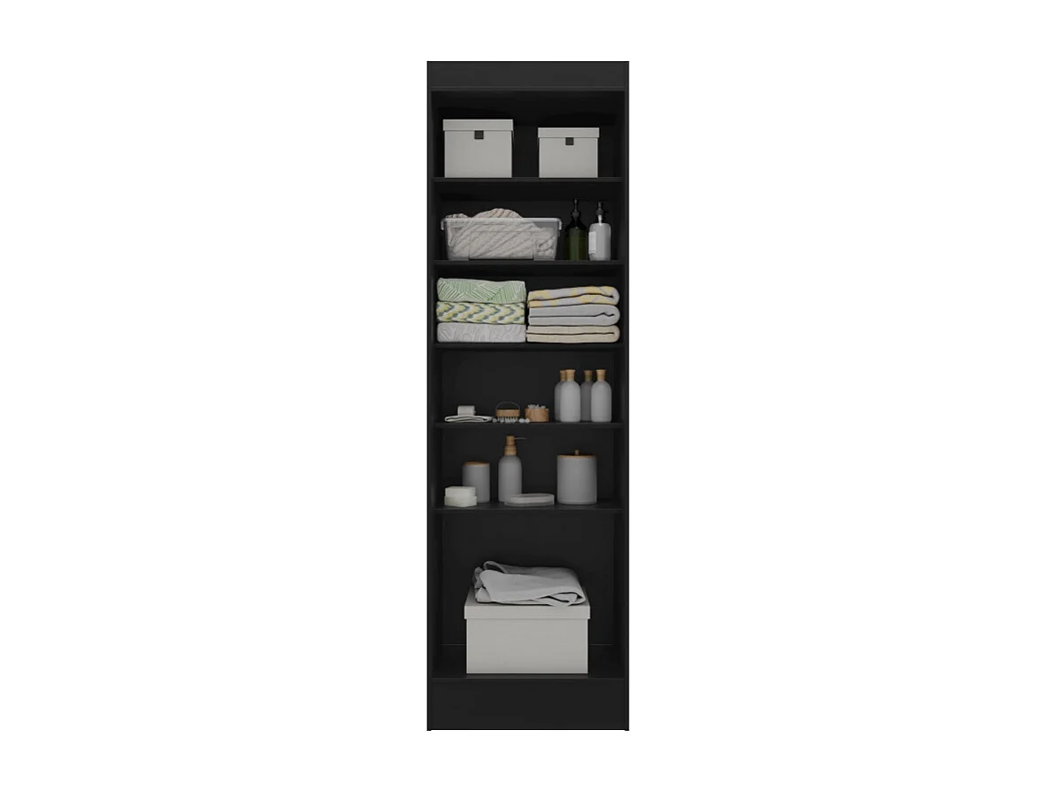 Armoire Multifonctions Noire 2 portes 5 Niches L 63 H 180 P 35 cm