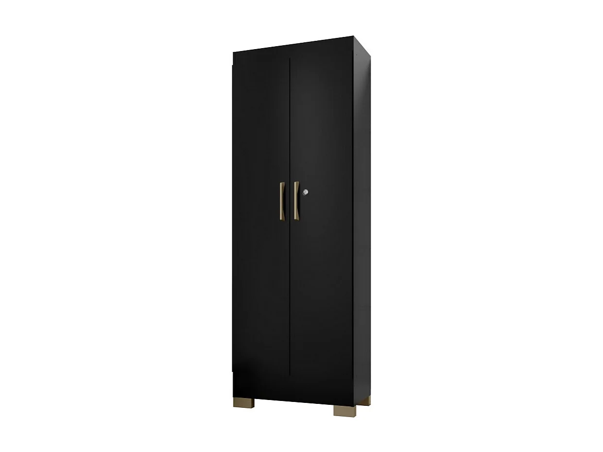Armoire Multifonctions 2 portes 5 Niches Noire L 63 H 180 P 35 cm