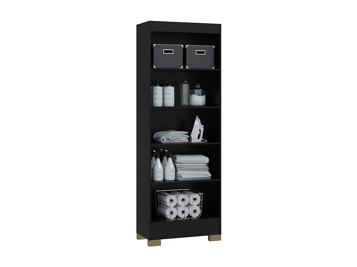 Armoire Multifonctions 2 portes 5 Niches Noire L 63 H 180 P 35 cm