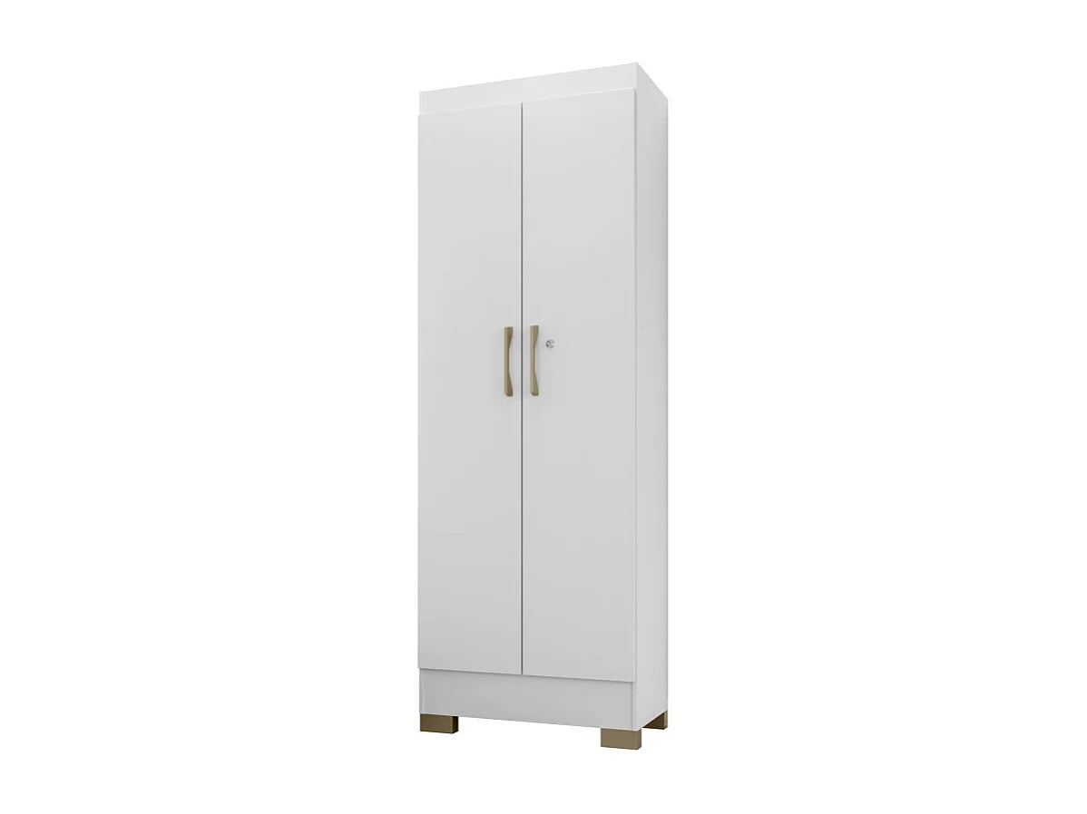 Armoire Multifonctions Blanche 2 portes 5 Niches L 63 H 180 P 35 cm