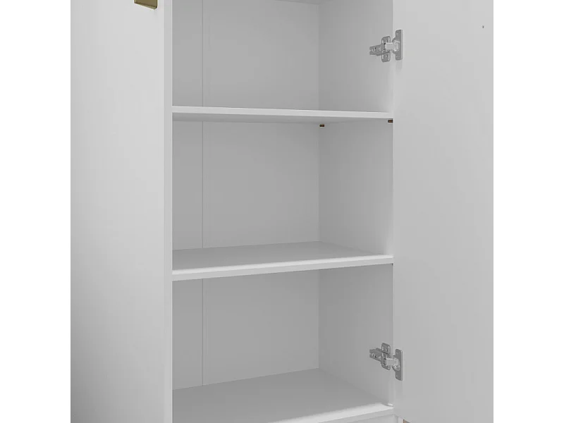 Armoire Multifonctions Blanche 2 portes 5 Niches L 63 H 180 P 35 cm