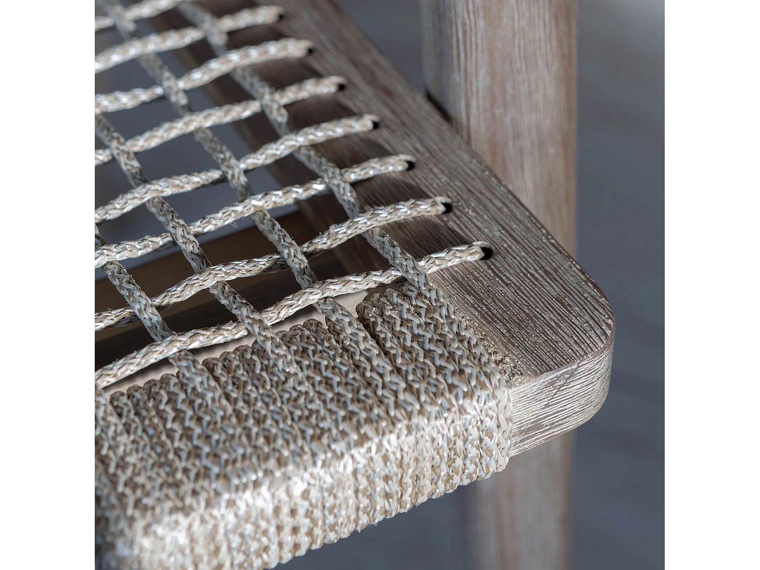Now's Home - Salon De Jardin En Bois D'acacia Vieilli + Corde Mastic Et Coussins Eden