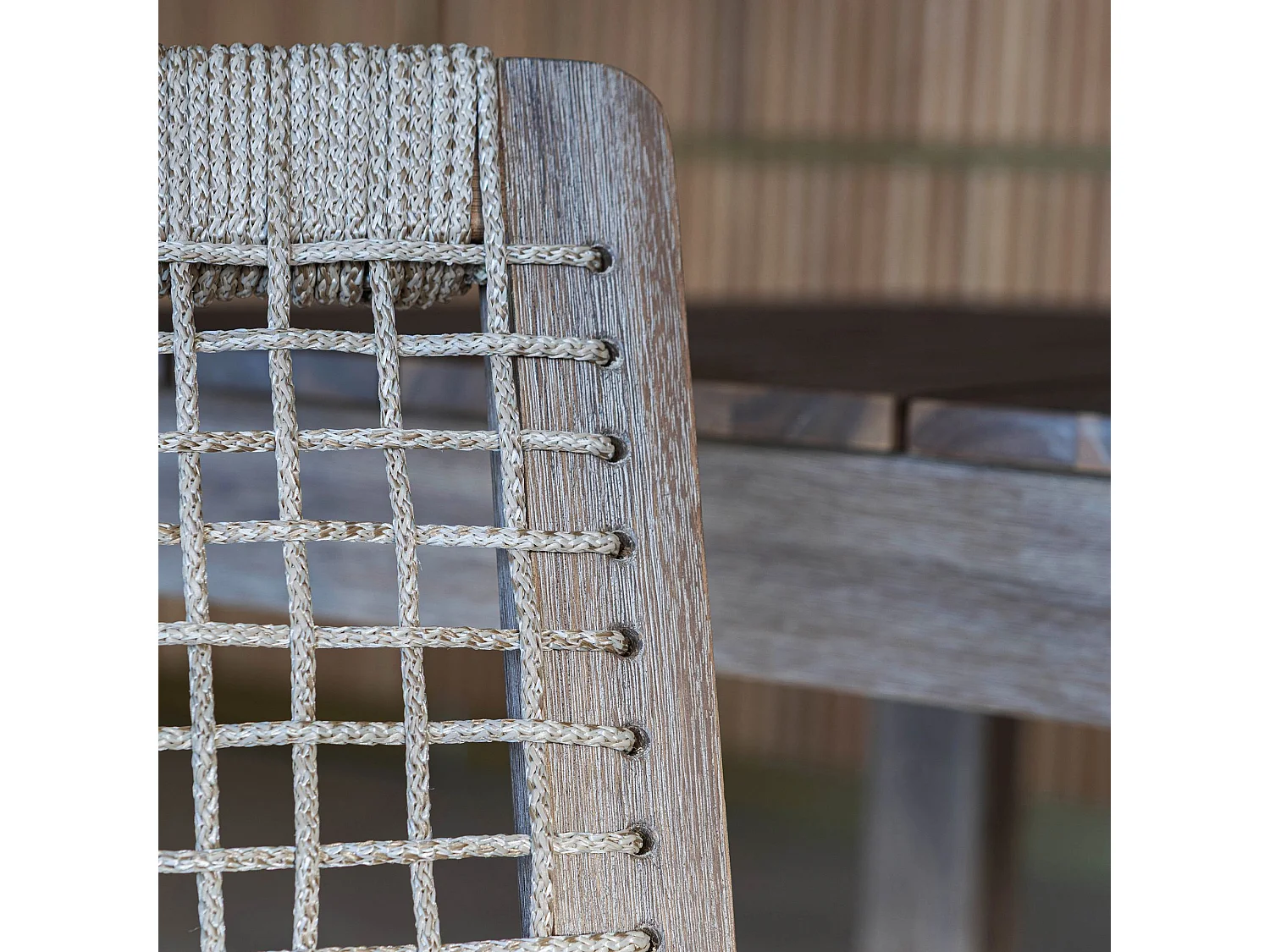 Now's Home - Ensemble Table 230cm + 8 Fauteuils/table Acacia Vieilli + Corde Eden