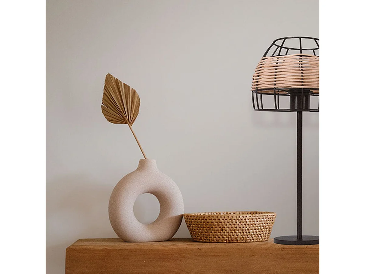 Lampara de sobremesa Sotero 60W mimbre marrón/natural Ø20x43,5 cm