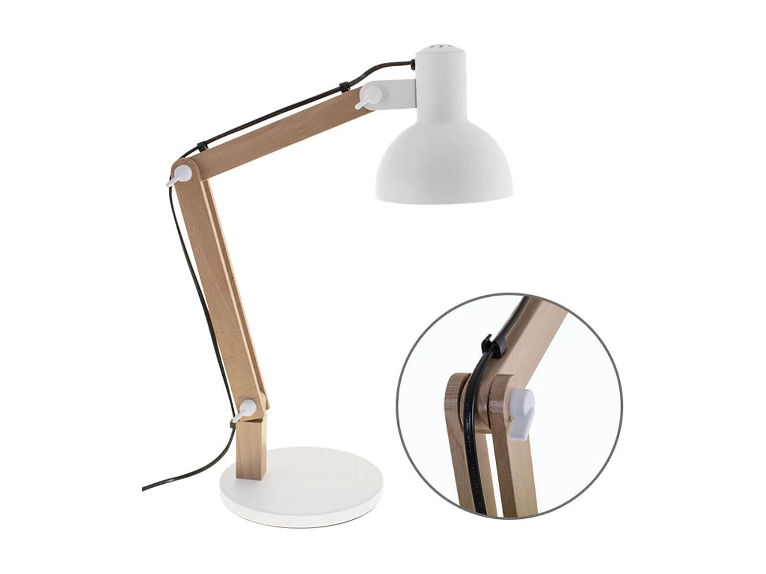 Flexo Darci Lumit 11W altura regulable blanco/natural Ø35 cm