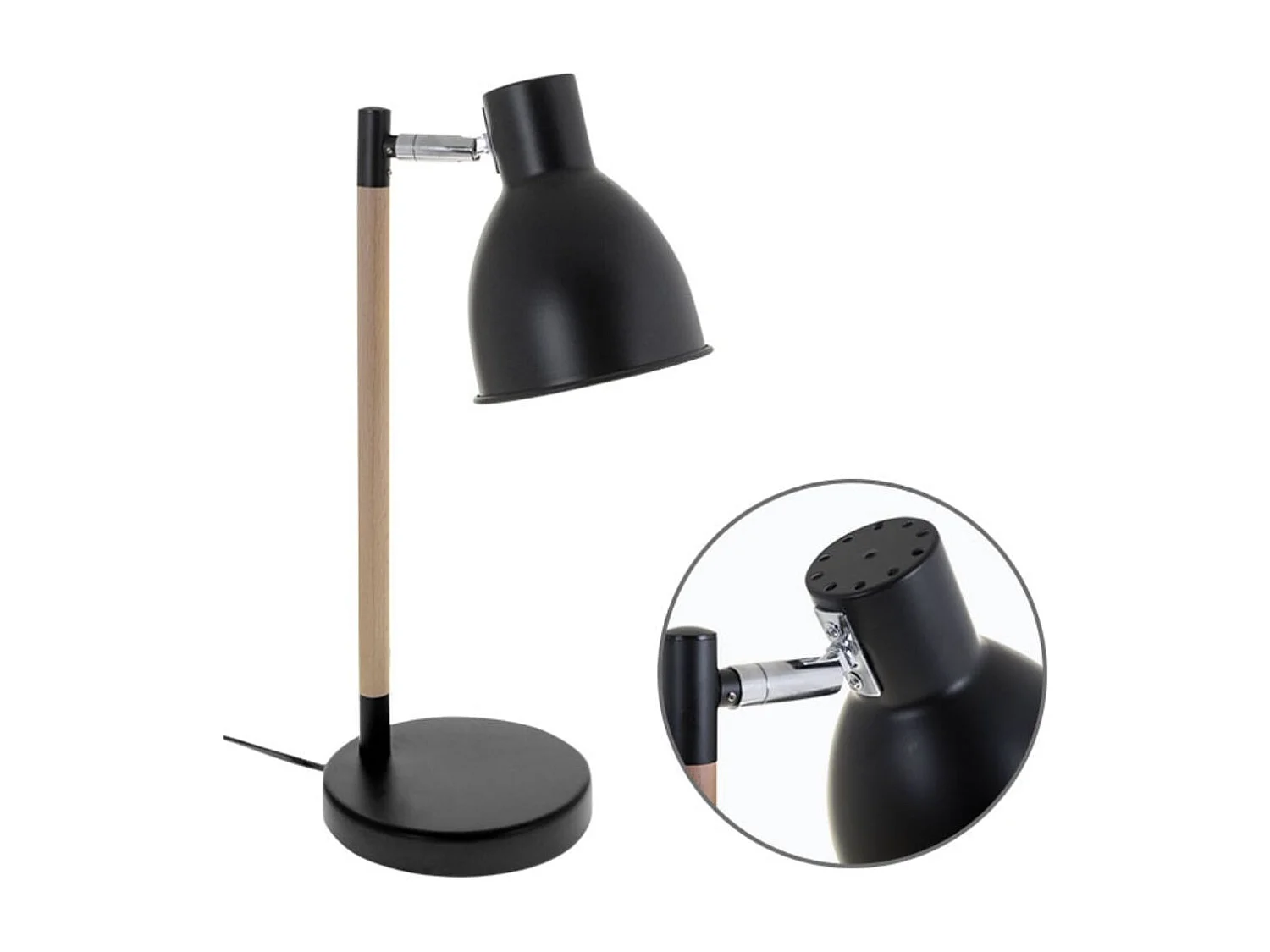 Flexo Delza Lumit 11W foco regulable negro/natural Ø25x45 cm