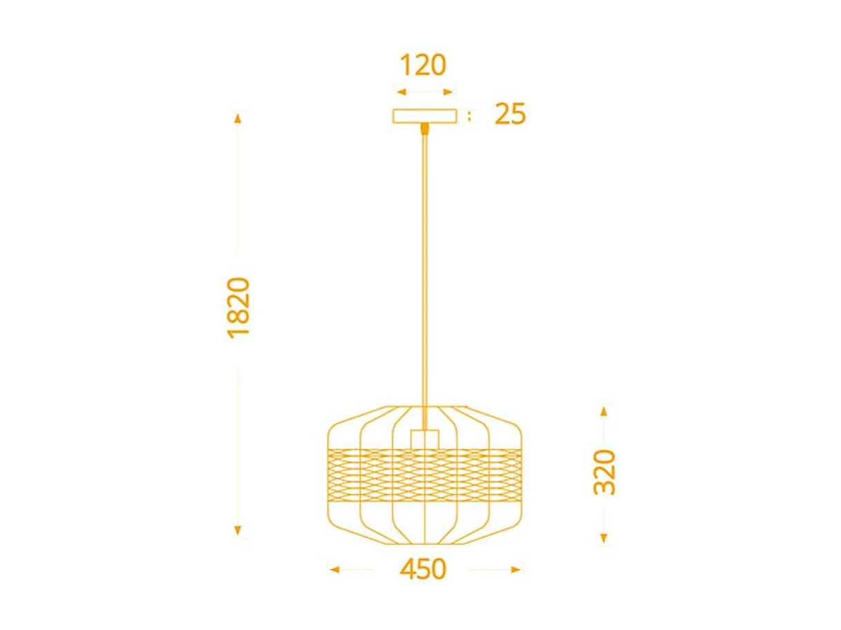 Lámpara de techo Solange Lumit  60W mimbre natural/marrón Ø45x 182 cm