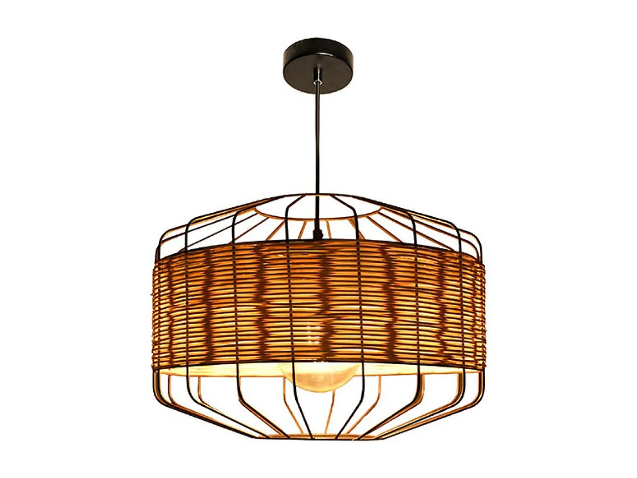 Lámpara de techo Solange Lumit  60W mimbre natural/marrón Ø35x 175 cm