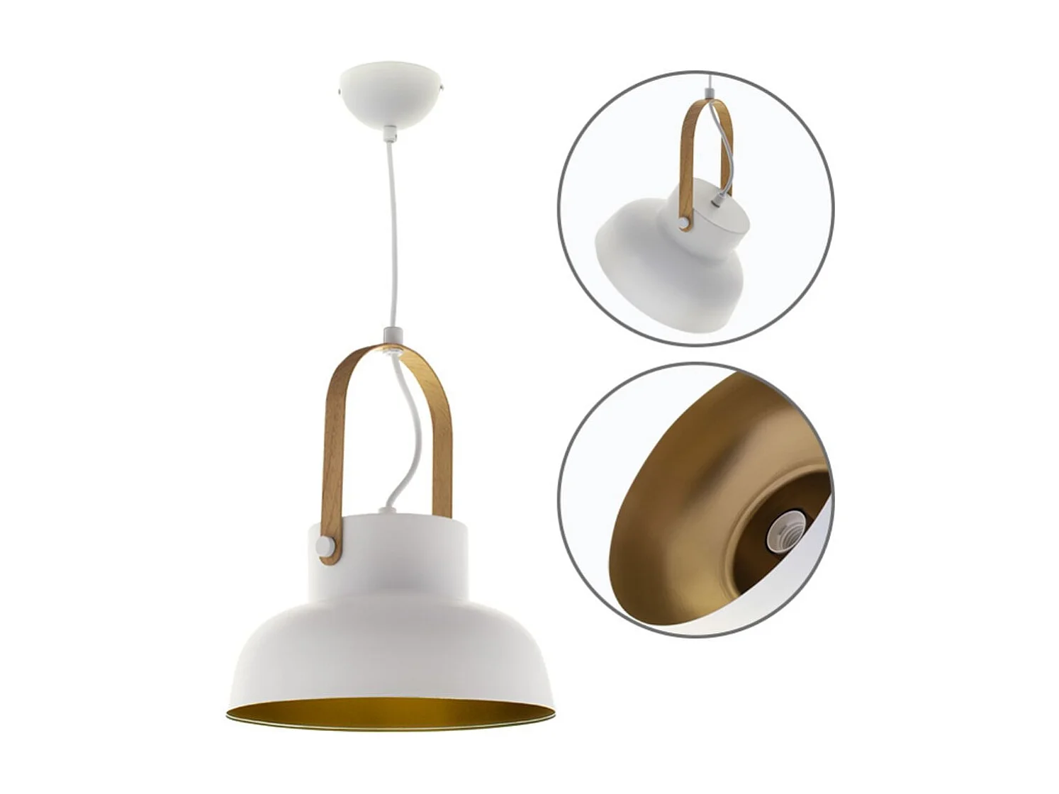 Lámpara de techo Guimar Lumit 40W altura regulable blanco/oro Ø23 cm