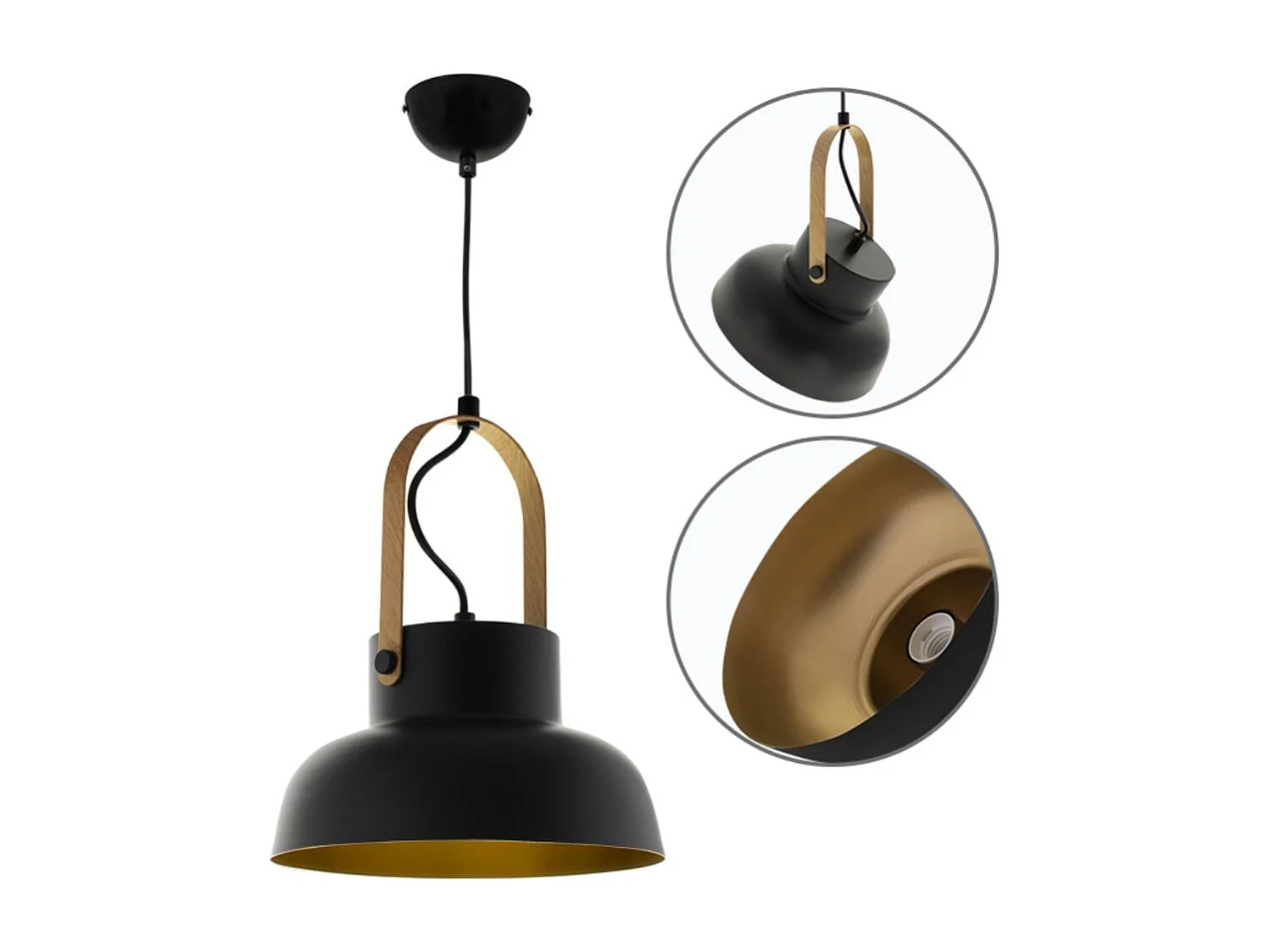 Lámpara de techo Guimar Lumit 40W altura regulable negro/oro Ø23 cm