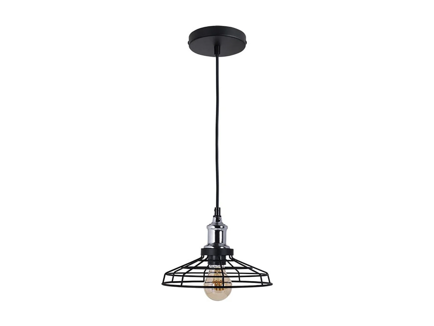 Lámpara de techo Pascal Lumit 60W altura regulable negro/cromo Ø23 cm
