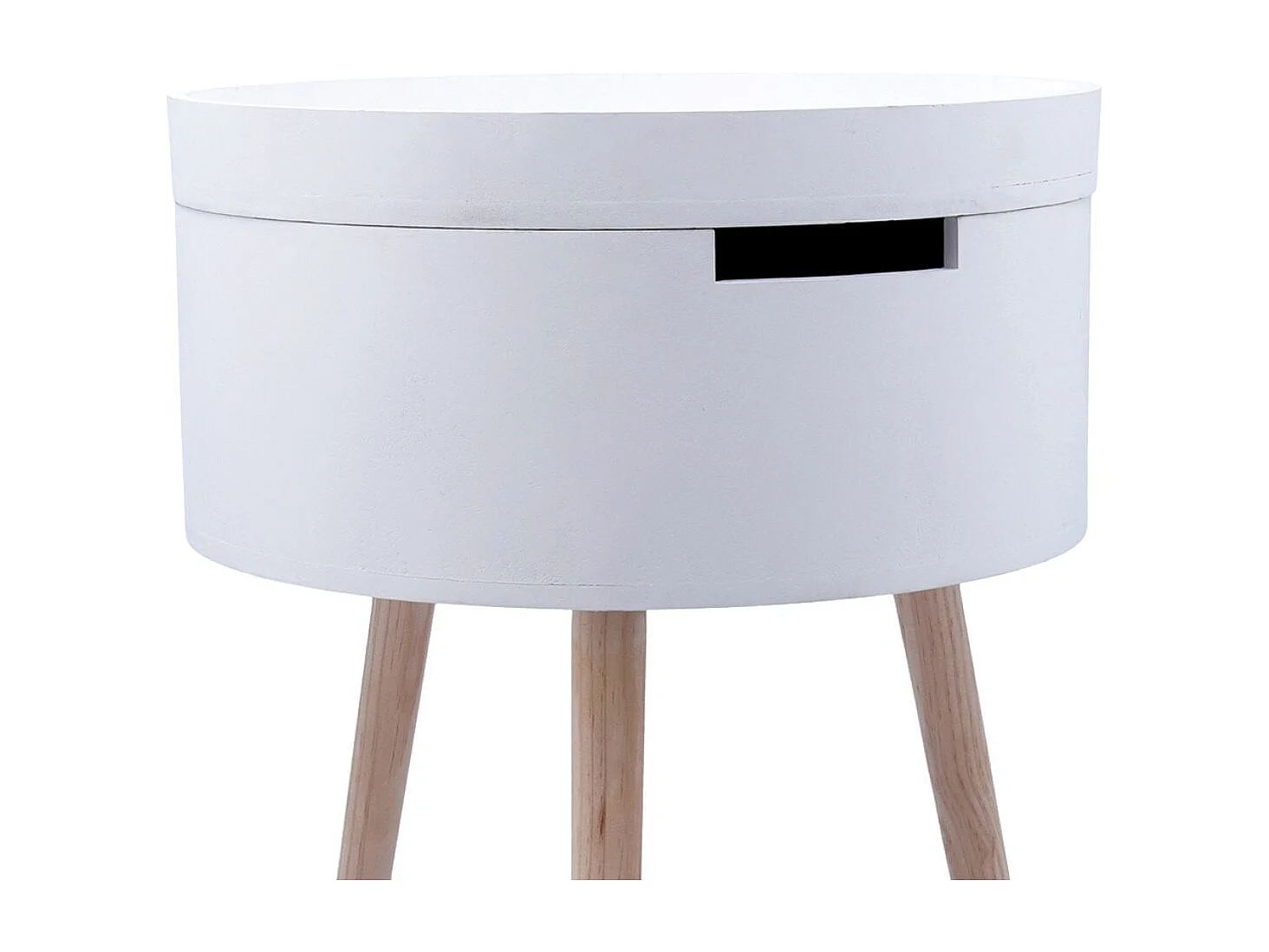 Mesa auxiliar MOA Vinthera con cajón blanco Ø38x43 cm