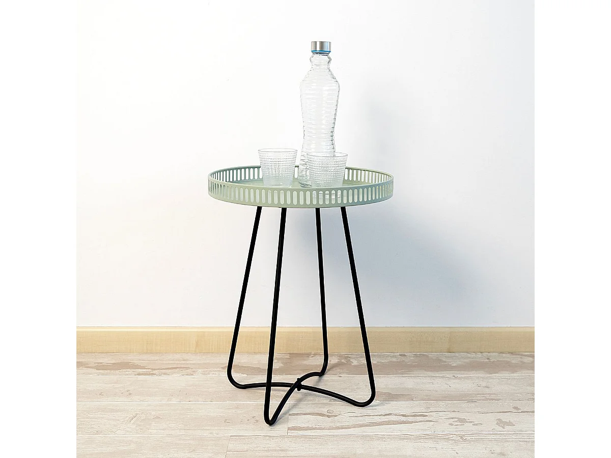 Mesa auxiliar MOA Vinthera acero verde claro Ø38x49 cm